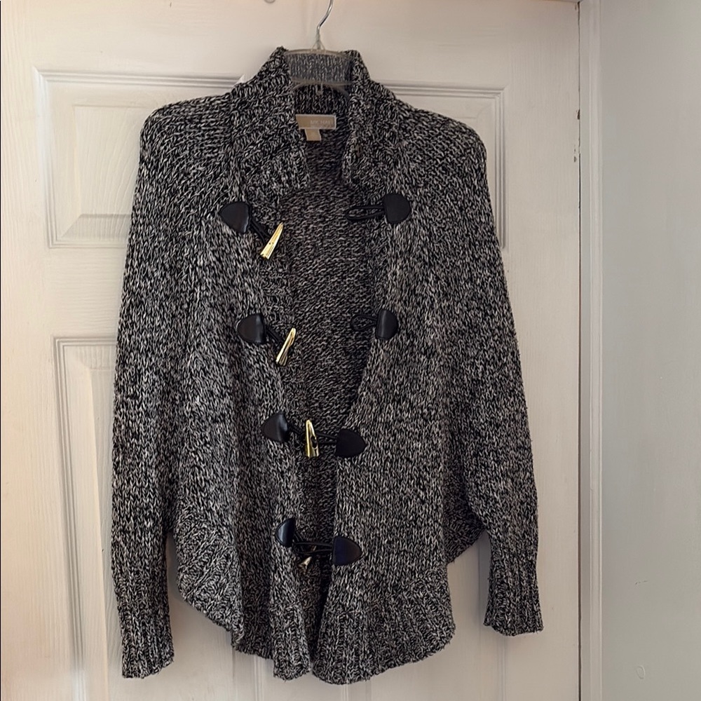 Black and Gray Knit Toggle Cardigan